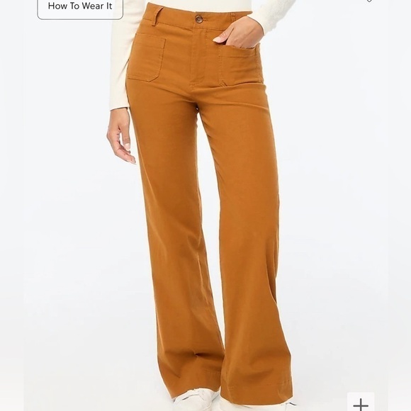 J.Crew Factory Women's High-rise patch-pocket wide-leg pant Burnt Sienna Size 34 - Picture 1 of 10